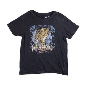 Def Leppard Graphic T-Shirt Mens Medium Black Excellent Hysteria Leopard Grunge